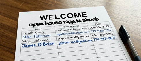 Open House Visitor Sign-In Sheet